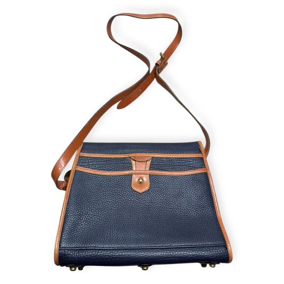 Dooney and Bourke Essex Crossbody Vintage Leather Navy Bag All Weather Leather - Picture 2 of 7